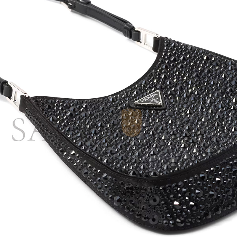 PRADA CLEO SATIN BAG WITH CRYSTALS 1BC169 (22*18.5*4.5cm) PRADA CLEO SATIN BAG WITH CRYSTALS 1BC169 (22*18.5*4.5cm)
